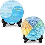 2 Pcs Feelings Wheel Therapy Office Desk Decor Things I Can Control Double Sided Mental Health Emotions Chart with Stand Therapist Gifts Psychology Decor for Home Office Counselor Women Man(Fresh)