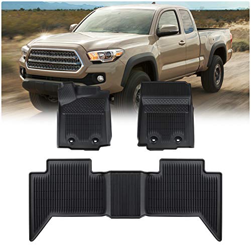 Best Cyber Deals 🔥 EBESTauto Floor Mats for 2018 2019 Tacoma All Weather Protector Mats Liner Double Cab Crew Cab Front & 2nd Seat TPE Slush Liner Black