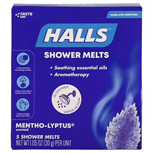 Halls Soothing Shower Melts 5 Pack - Mentho-lyptus Scented Aromatherapy with Essential Oils