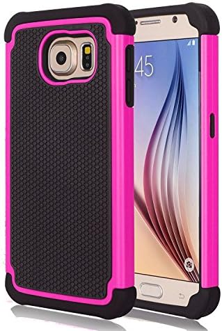 Galaxy s6 Plus edge case,s6 edge + case Defender Shockproof Drop proof High Impact Armor Plastic and Silicone Hybrid Rugged Cover Case for Samsung Galaxys s 6 edge Plus - Rose Red