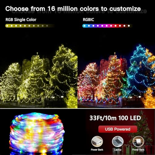 Image of Smart Fairy Lights with USB Powered, Remote, App, USB Control Music Sync Copper Wire 10M 100 LEDs for Perfect for Home Decoration Light, Diwali Navratri Festival, Room Decor (String Light)