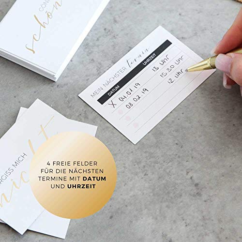 Terminkarten für Nagelstudios 100er Set, Terminplaner im Visitenkartenformat 85x55mm mit edler Goldprägung, Hochwertiger Qualitätsdruck auf festem Karton, Für Kundenbindung & weniger Terminausfälle