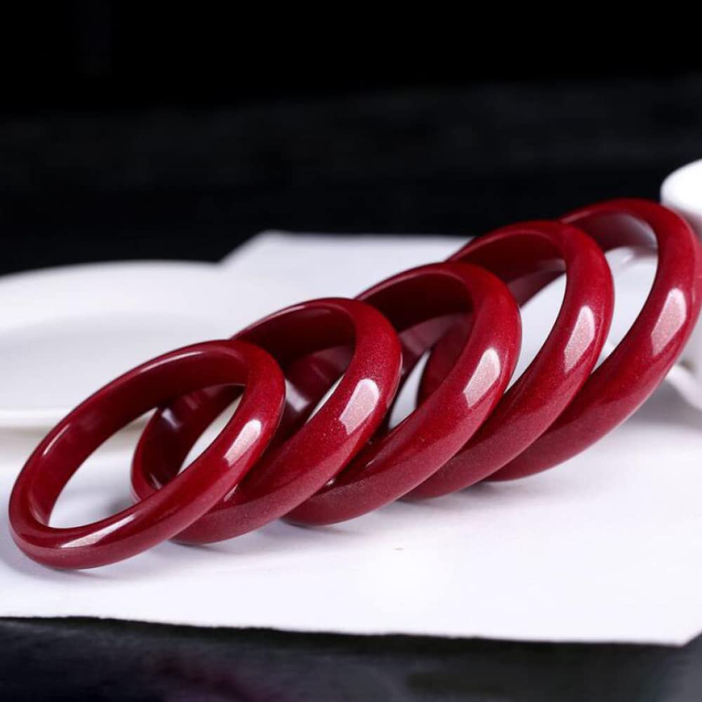 Braccialetto da Donna in Giada, Braccialetti in Giada Naturale, Bracciale retrò in Giada Rossa cinabro, per la Famiglia o Gli Amici, con portagioie, 54-64 mm, 59 mm(60mm