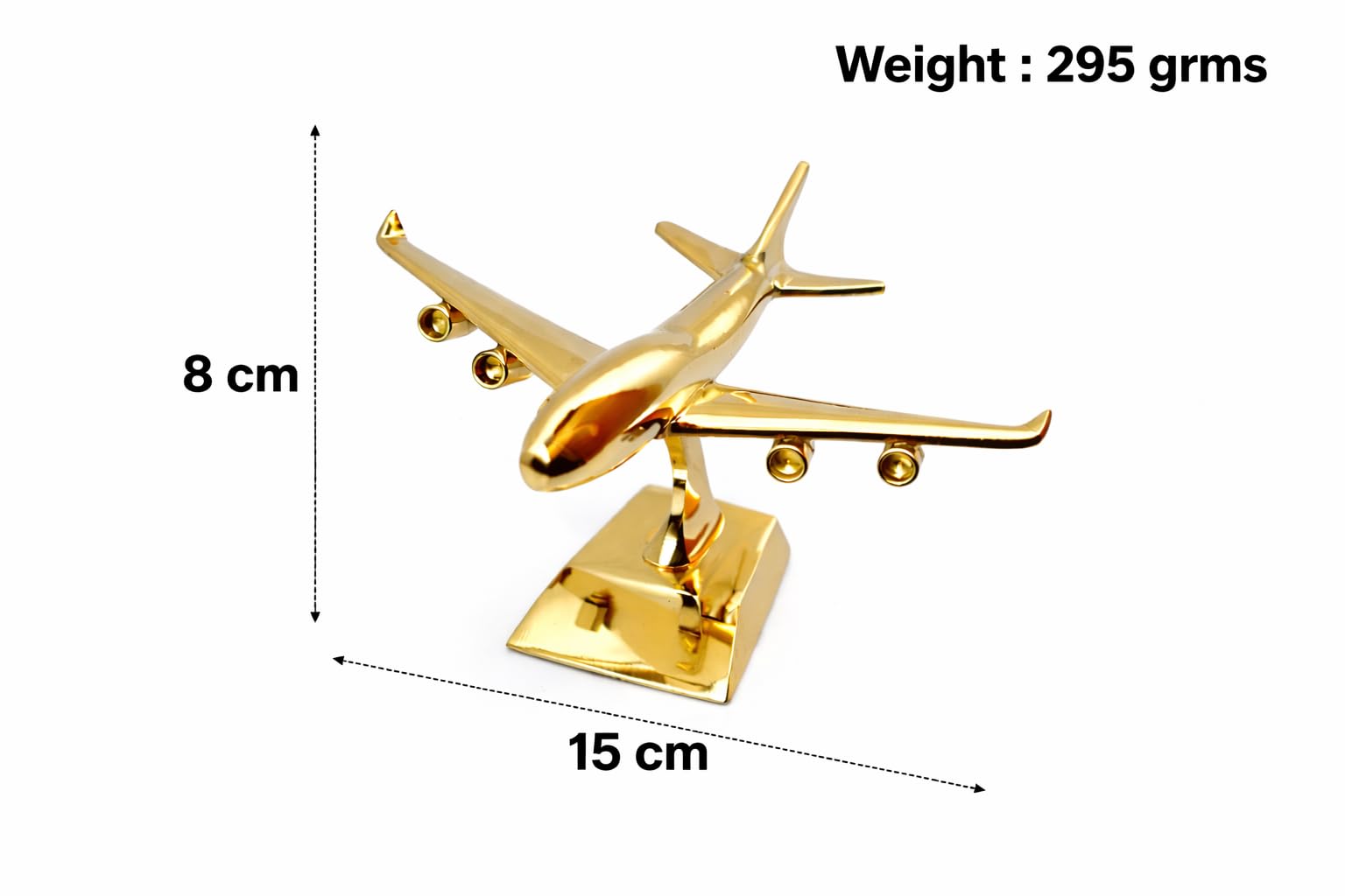 MOJO JOJO Luxury Brass Aeroplane Model J-7 Showpiece with Stand | Premium Airplane Model for Home & Office Desk Décor | Golden Aircraft Miniature | Corporate Gift & Table Decoration 3