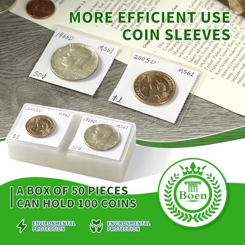 Boen 100 piezas fundas para monedas con doble bolsillo miniatura 4