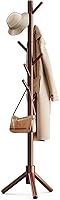 Pipishell PIWCR01 Wooden Coat Rack Tree - Adjustable Height 3 Sizes, 8 Hooks, Sturdy Pinewood Freestanding Stand for Entryway Bedroom Office, Brown