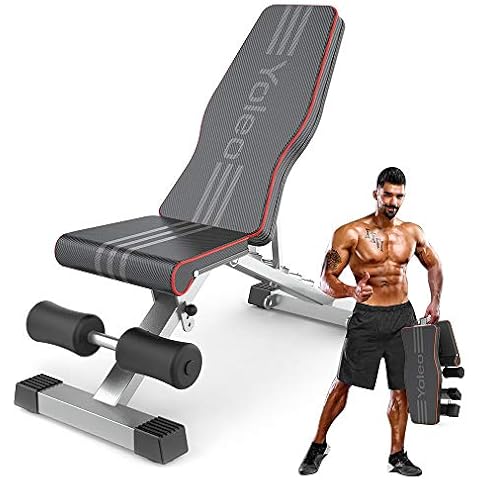 YOLEO Commercial Weight Bench, 660LBS Adjustable/Foldable Strength Training Bench, Utility Incline/Decline Bench for Full Body Workout with Fast Folding (Black) Cover