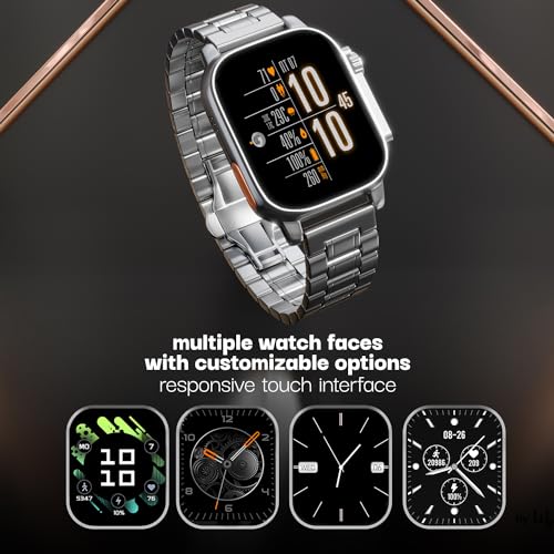 Image of Vibez by Lifelong Premium Luxury Smart Watch for Men - 60 Day Battery 950mAH - 2.02 Ultra HD Display & 900 NITS Men's Smartwatch - Stainless Steel Dial & BT Calling (Pacific,Silver)