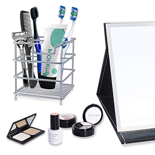 Toothbrush Holders For Bathrooms Stainless Steel Rustproof Toothbrush And Toothpaste Holder Organizer Tooth Brush Storage Stand #TOP4