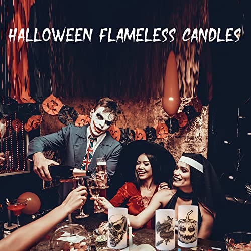 Halloween Battery Operated Candles, Fall Led Pillar Flickering Flameless Candles With Timer 6 Hour, Set Of 3 Real Wax Halloween Decor For Home(Pumpkin, Skull, Witch) #TOP1