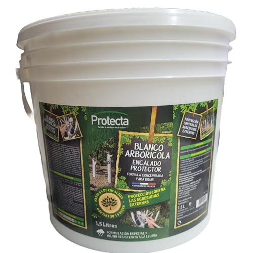 Peyca Encalado Protector Blanco arborícola Badipast de Larga duracion 1,5 litros - Protecta. Protección de Troncos contra agresiones externas. Formula concentrada para diluir. Resistente a la Lluvia