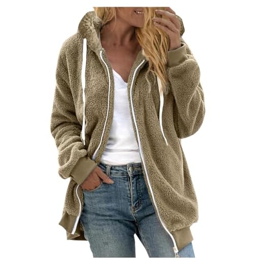 Wyongtao Veste Femme Polaire Chaud Sweat Manches Longues Avec Capuche Zippée Couleur Unie Doublure Hoodies Sweatshirt Hiver Manteau En Peluche Épaissir Doux Chic Ample Casual Outwear Blouson Pas Cher