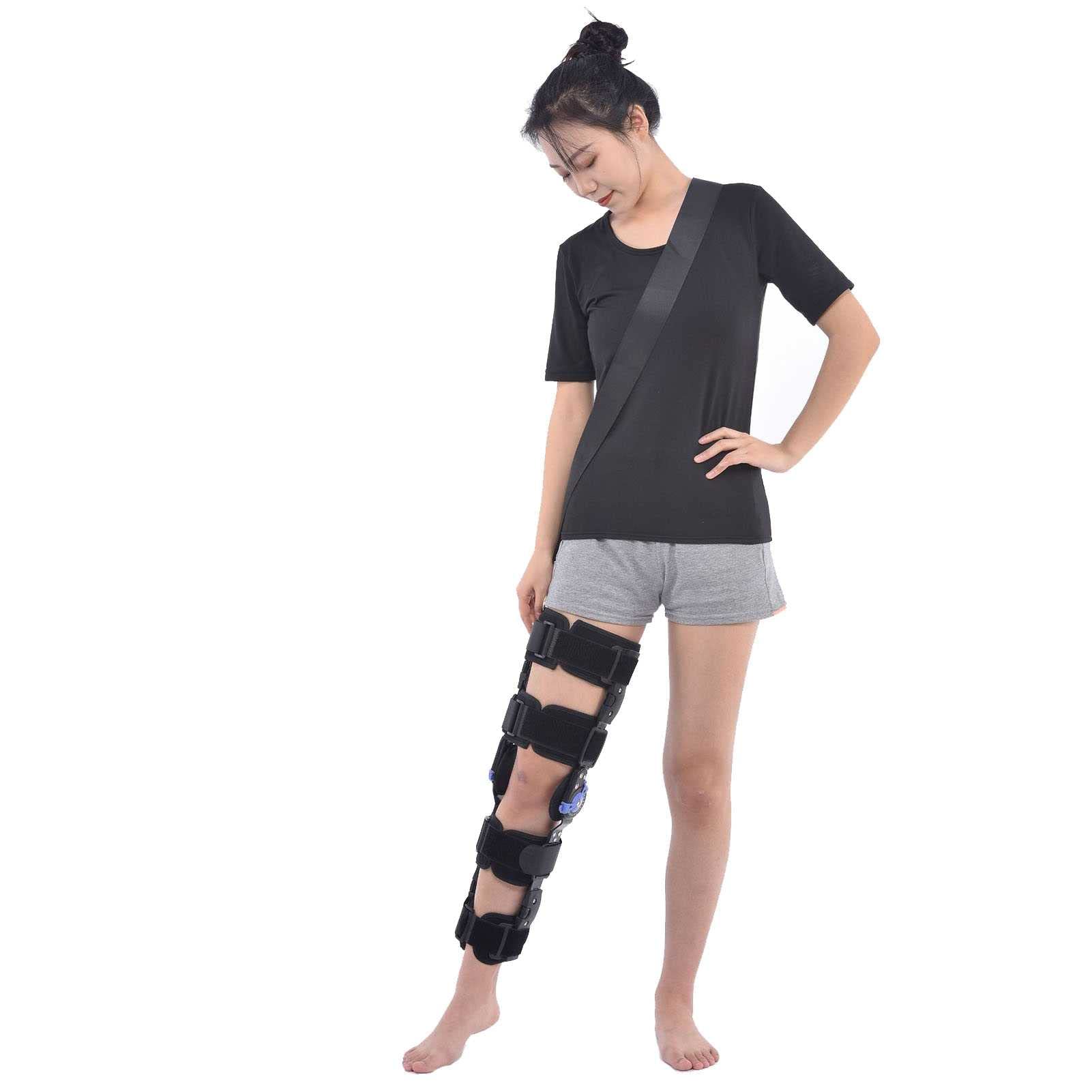 Tutore per Ginocchio Incernierato, Tutore per Immobilizzazione del Ginocchio con Rom Regolabile, Tutore per Ginocchio Ortopedico Post-Operatorio per Rotula, Tutore per Immobilizza,B-One Size