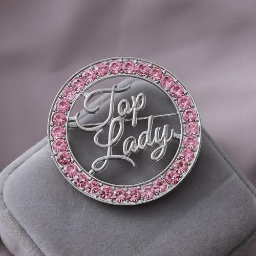 Image of Women Brooch Pink Diamond Top Lady Letters Social Broach TLOD Pin Gifts Jewelry