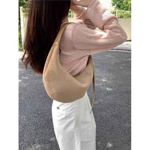 Bolso pequeño de ante para mujer estilo media luna miniatura 2