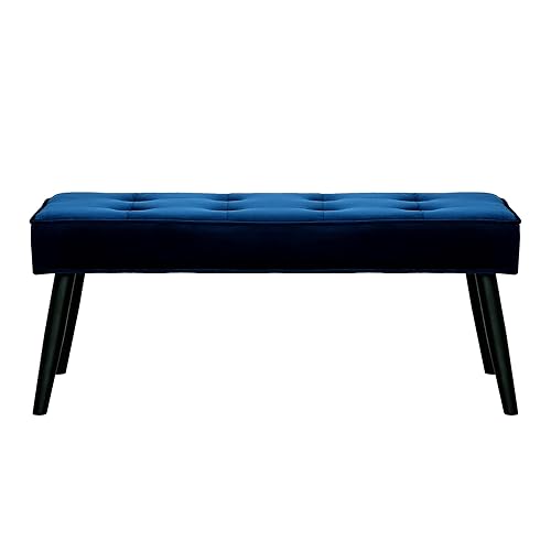 WO Modern Furniture Button Tufted Seat Cushion Velvet Upholstered Bench