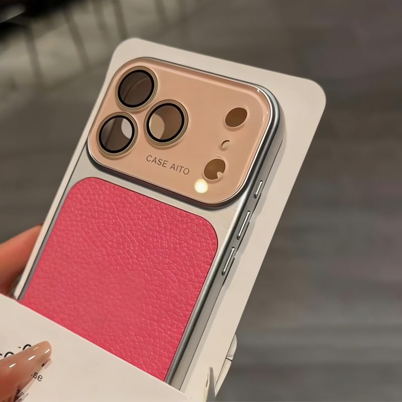 Étui Cuir Rose iPhone 15 Pro antichoc pour éviter les rayures - 4