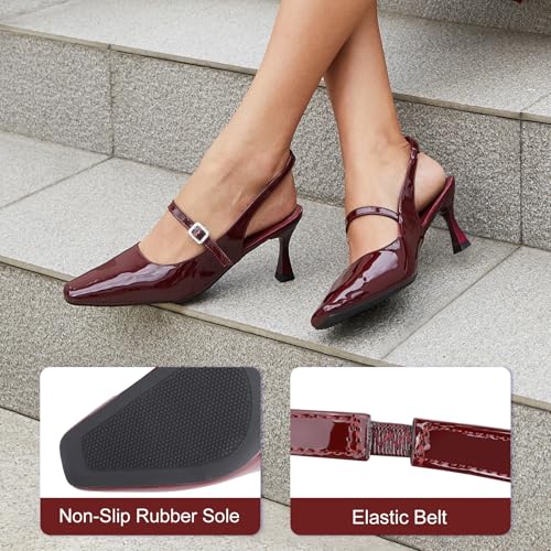 Trakxy Women Square Toe Slingback Mary Jane Closed Toe Pumps Low Kitten Heels Slip On Sandal Buckle Strap Dress Shoes3