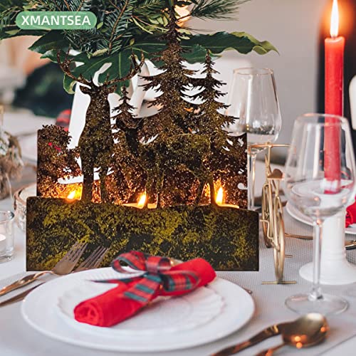 Xmantsea Candle Holder Wall Mounted, Deer And Forest, Farmhouse Retro Metal Wall Decor For Home, Living Room, Dining Room, Bedroom, Christmas Decorations Table Candle Sconce (Golden) #TOP3