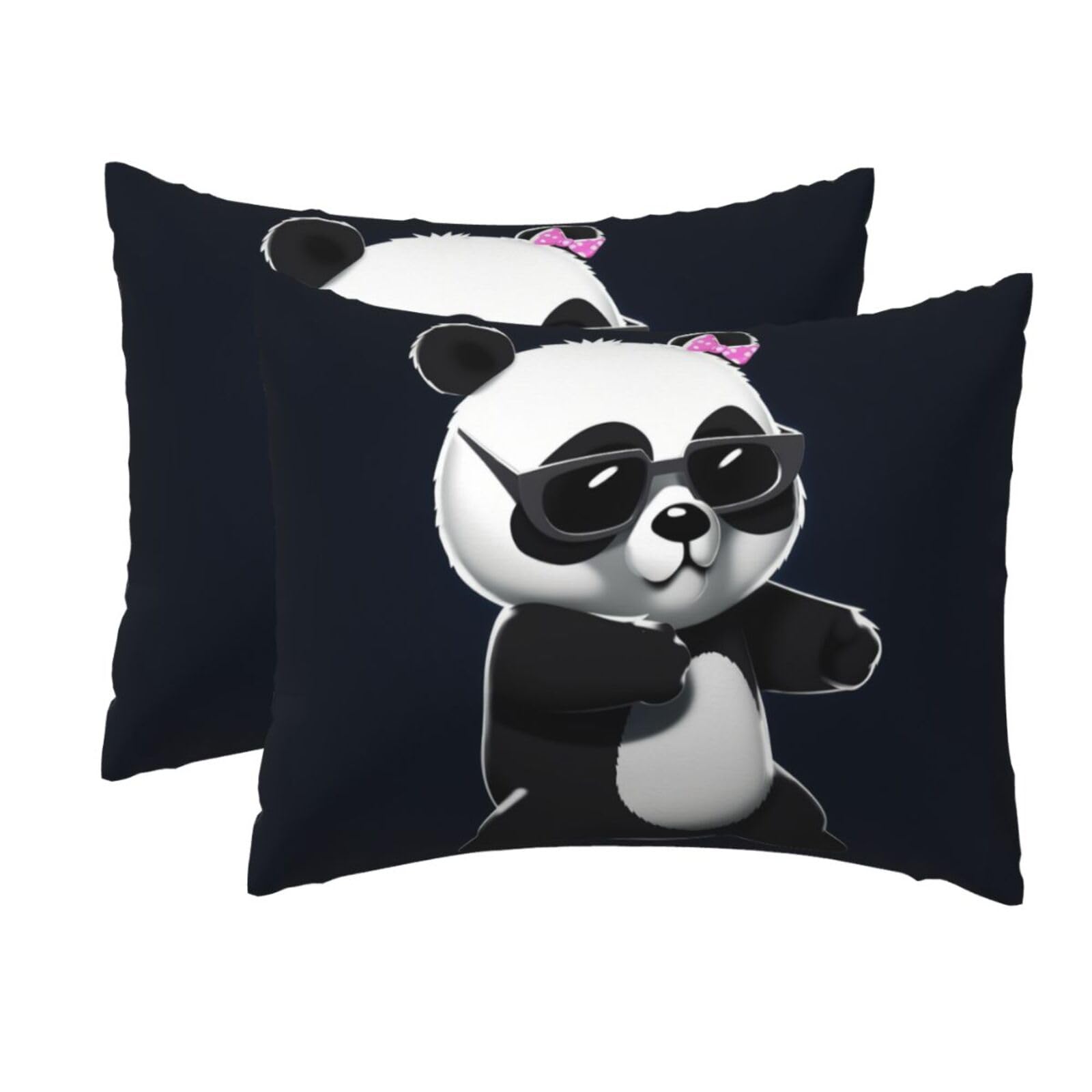 2 Pack Standard Pillow Cases with Hidden Zipper, Soft Breathable Pillow Covers for Hair and Skin, Cool Panda Pillowcases 20"x26" Bed Pillow Protectors Cover for Sleeping Gifts