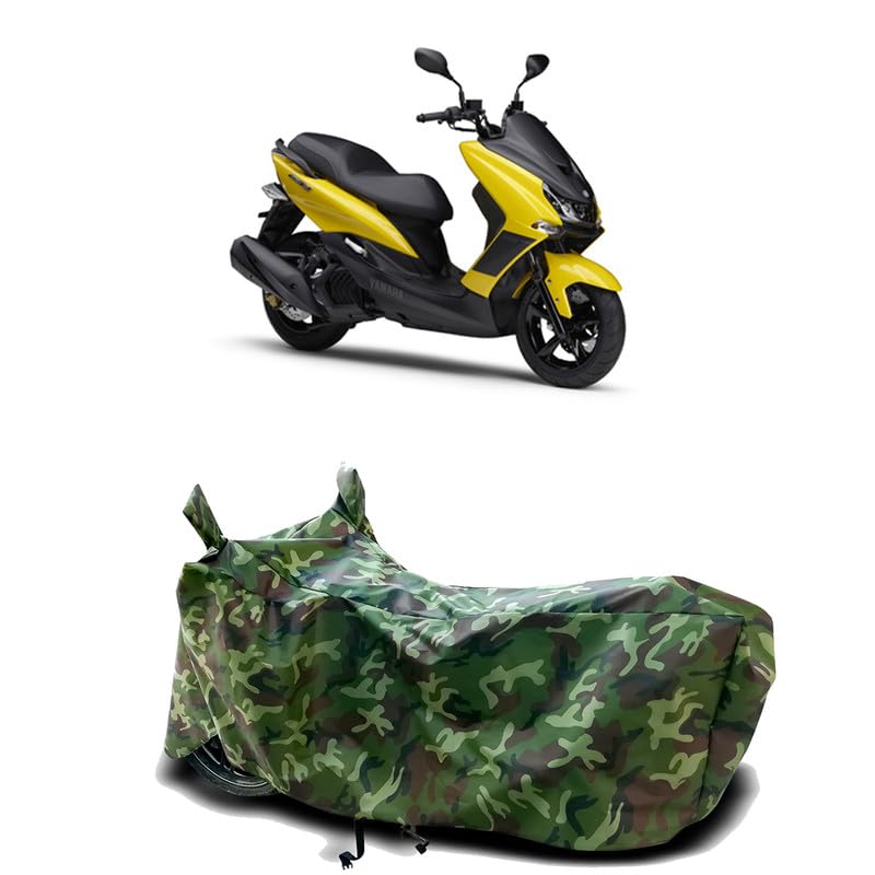 Image of DUFFEL-100% Heat Protection Two Wheeler Bike /Scooty Body Cover for Yamaha Majesty S 155 Maxi BS6 Water Resistance /UV-Rays /Birds Dropping /Scratchproof /Dust Proof /Waterproof[Green Jungle Print]