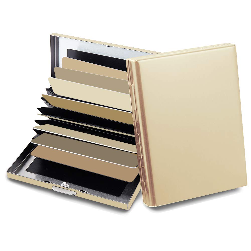 EASTNIGHTS RFID Credit Card Holder Protector Metal Credit Card Wallet Business Card Holder for Men Women Gift Box Package (Gold)