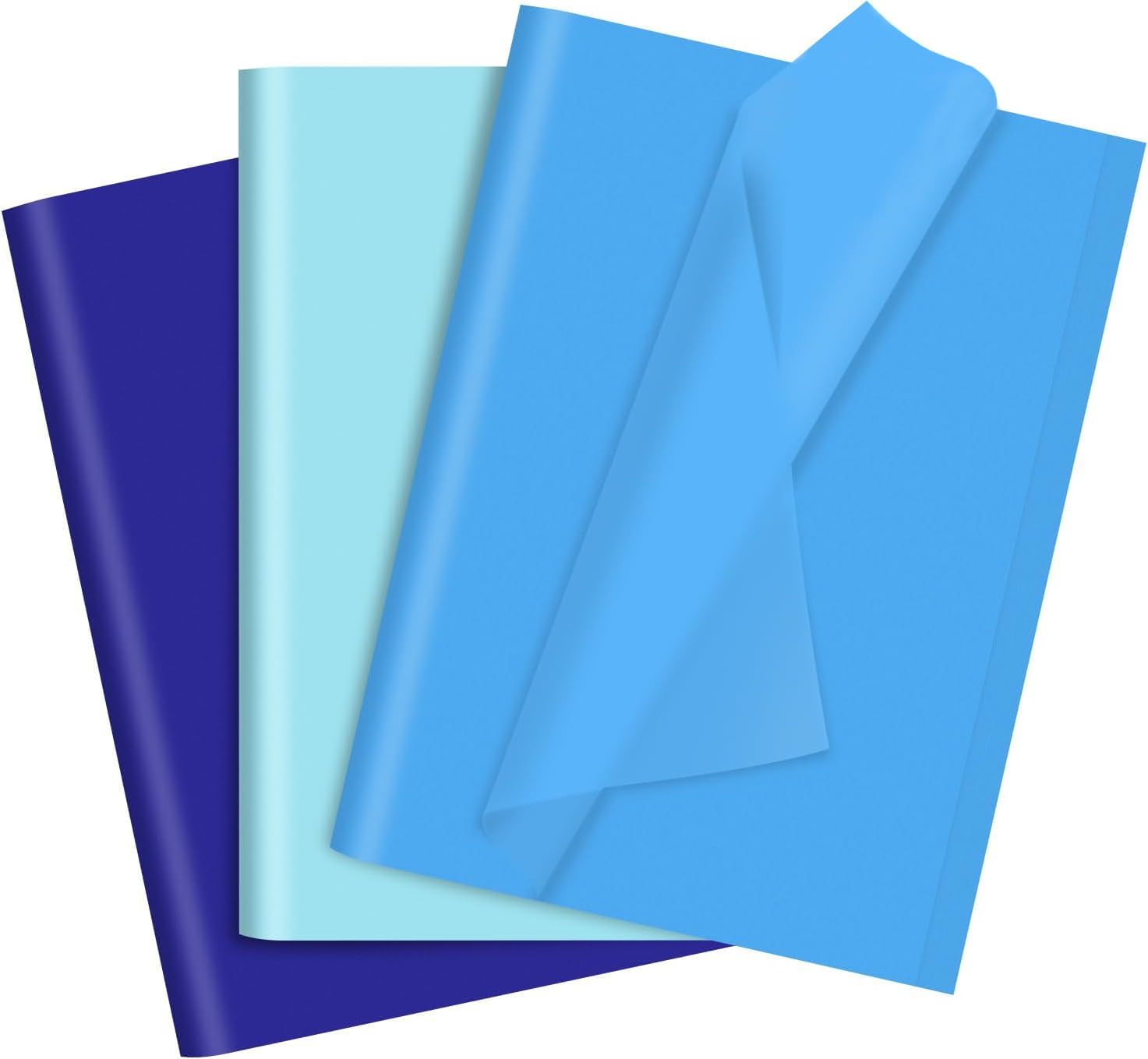 60 Sheets Assorted Blue Tissue Paper for Packaging Gift Bags Decoration, Wrapping Tissue Paper Bulk for DIY Art Crafts Birthday Wedding Halloween, 14 X 20 Inch