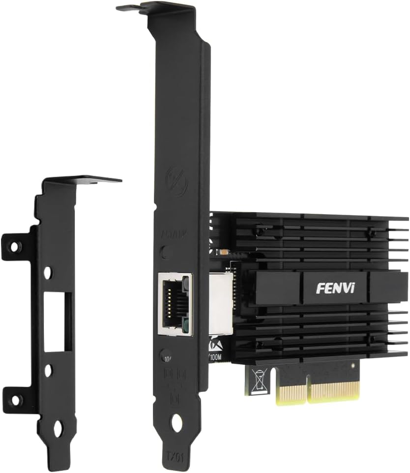 10G PCIe Network Card AQC113 10GBASE-T RJ45 PCIe 3.0 x4/x8/x16 Single Port Ethernet Adapter NIC with Heatsink for Windows 10/11 Linux, Support Desktop, Server, Workstation, NAS