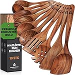 Woodenhouse-Kochloeffel-Holz-10-Stueck-Kochloeffel-Set-Holzloeffel-aus-Teakholz-fuer-das-Kochen-Holzkochloeffel-Pfannenwender-holz-Suppenkelle-10-Stueck-Perfekt-fuer-Antihaft-Natuerlich-und-Robust : Aus-Holz-gemacht....
