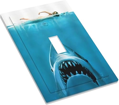 Miniatura 3 de Divertidos cubiertas de interruptor de luz de tiburón azul océano natación mujer de 1 cuadrilla, placa de pared de palanca única, placa decorativa