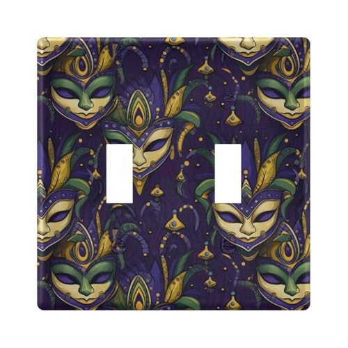 UMIRIKO Mardi Gras Mask Light Switch Cover Plate Covers Decorative Double Toggle Home Decor 202a8570