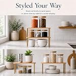 Stackable Shelves Organizer for Kitchen, Set of 2, Bamboo, Natural - Image 4