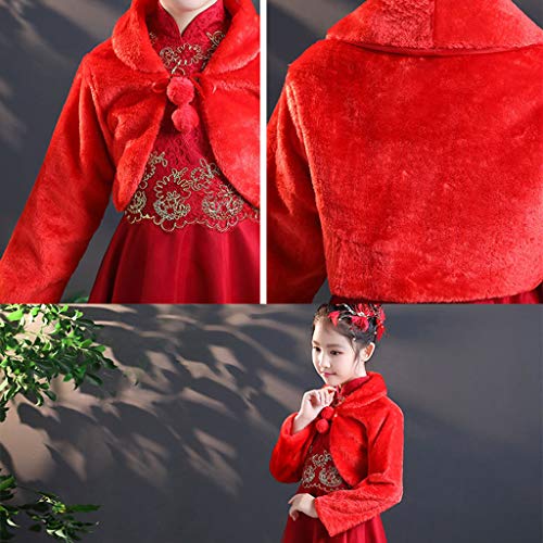 IOOOFU Kids Princess Engrossar Plush Wraps Xale Flor Meninas Manga Longa Bolero Shrug Capa Casamento
