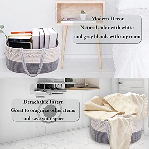 Organizador de fraldas de bebê, cesta de armazenamento de fraldas de corda de algodão portátil para