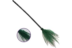 Green Dancing Witch Broom for Halloween with Adjustable Length