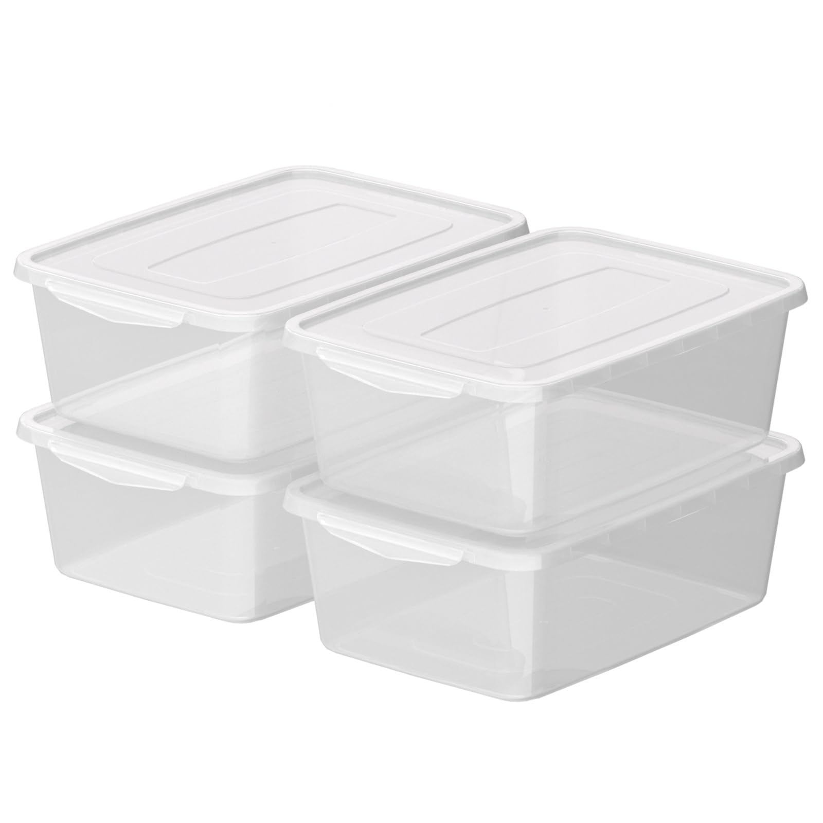 (similar)14 L Plastic Clear Storage Box, 4-Pack Plastic Storage Bins with Latching Lids