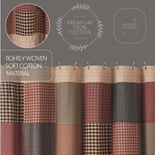 VHC Brands, Maisie Patchwork Shower Curtain, Tan, 72x72 by VHC Brands - Used condition - Image 4