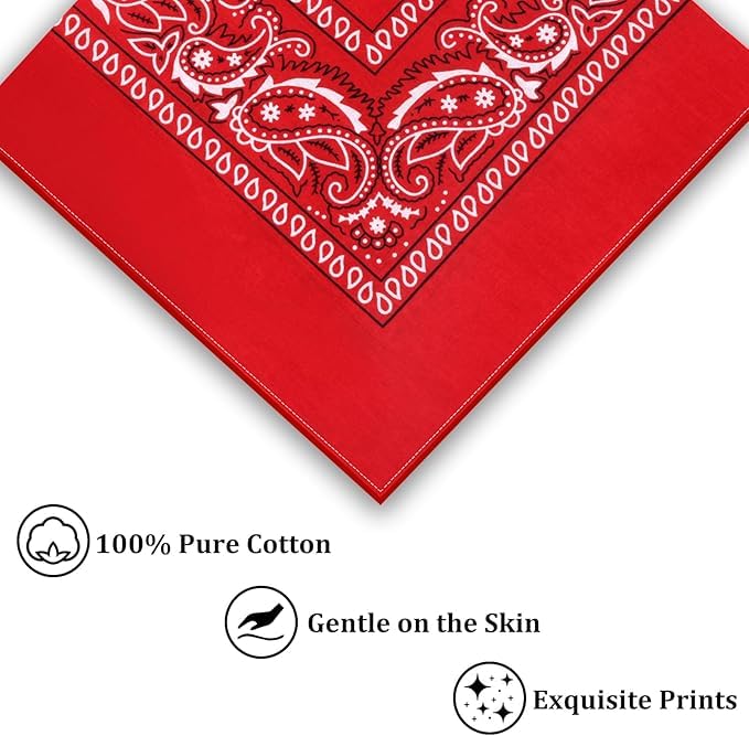 Image of SPIN CART Soft Breathable Cotton Paisley Bandana Handkerchief For Hair Head Bike For Men & Women
