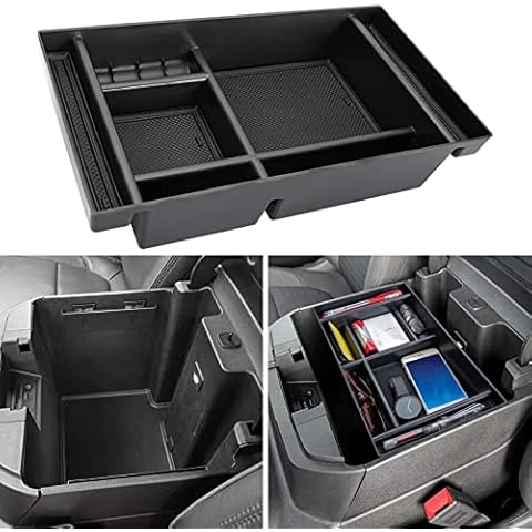 PIMCAR Center Console Organizer Compatible with 2019-2022 Chevy Silverado 1500/GMC Sierra 1500 & 2020-2023 Chevy Silverado/GMC Sierra 2500 HD/3500 HD (Full Console w/Bucket Seats ONLY) Black Trim Cover