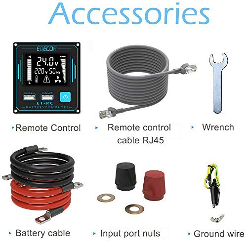 EDECOA Inverter 24v 220v Onda Pura 2000w 2X USB