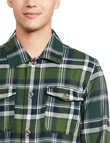 Image of The Indian Garage Co Men Regular Fit Checkered Full Sleeves Spread Collar Double Flap Pocket Casual Over Shirt