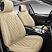 LINGVIDO Breathable and Waterproof Faux Leather Automotive Seat Covers for Cars SUV Pick-up Truck Sedan,Universal Anti-Slip Driver Seat Cover Accessories â€‹with Backrest (Beige,2 PCS Front Seat)