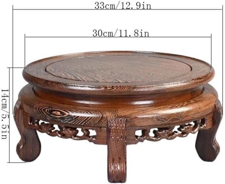 Bonsai Stand, Chinese Style Carving Wood Pedestal with Foot for Bonsai Vase Tea Sets(Medium)
