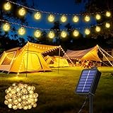 Realky Guirnaldas Luces Exterior Solar, 60 LED 13.2M Guirnalda Luces Solares con Función de Memoria, 8 Modos IP65 Impermeable Cadena de Luz Solar para Jardín, Patio, Navidad, Fiesta - Blanco Cálido