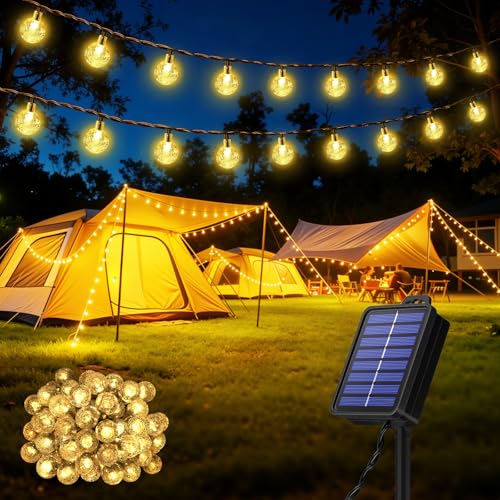 Realky Guirlandas luzes solares exteriores, 60 LED 13,2 m, grinalda de luzes solares com função de memória, 8 modos IP65 impermeável corrente de luz solar para jardim, pátio, Natal, festa - branco