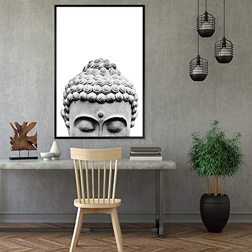 Canvas Prints Wall Art For Home And Office Wall Decoration Buddha Statue Canvas Artwork Print Painting Picture Black And White Modern Abstract Black Aluminum Frame Wall Art For Living Room Bedroom Kitchen 20X30Inch #TOP3