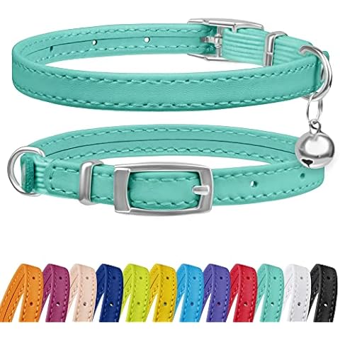 CollarDirect Leather Cat Collar with Bell Cover