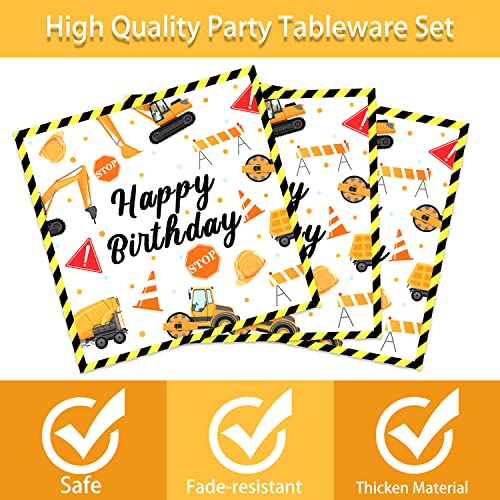 Joy Gatherer Construction Birthday Party Supplies Tableware - Construction Party Decorations Set Include Plates, Napkins, Cutlery, Construction Theme Party Decorations For Kids | Serves 24 #TOP2