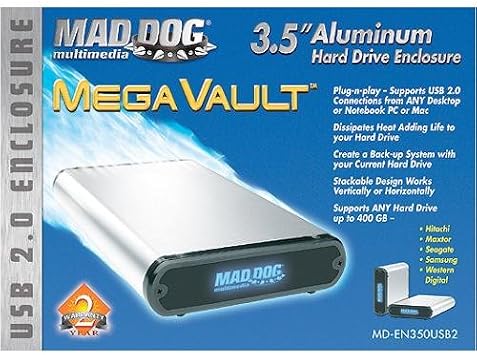 Amazon Com Mad Dog Multimedia Md En350usb2 3 5 Hard Drive Enclosure Usb 2 0 Electronics