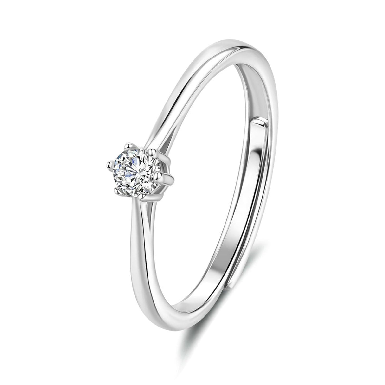 Anillo de oro para mujer, anillos de boda de oro auténtico solitario con diamante de 0,1 quilates cultivado en laboratorio, anillo de boda para mujeres